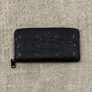 Coach Black Embossed Zip Wallet